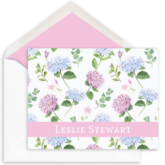Scattered Hydrangea Blooms Folded Note Cards
